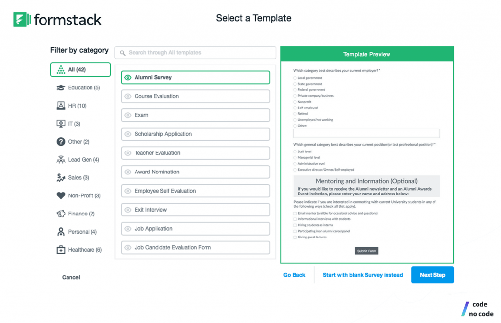 Formstack, No Code HR tool