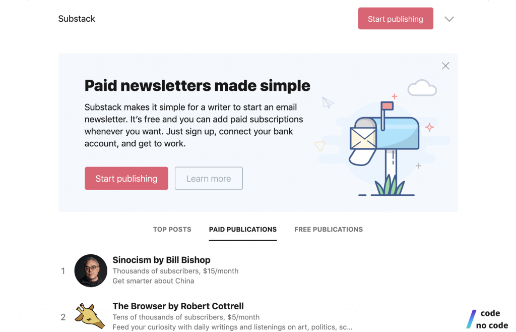 Intro to Substack, a No Code marketing tool