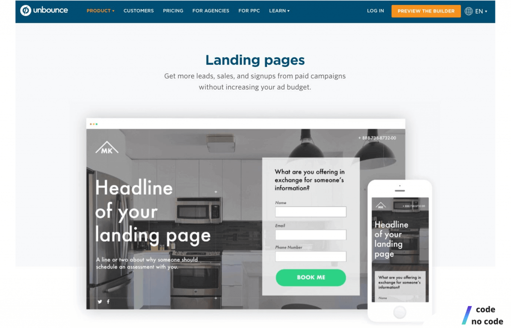 Unbounce - No Code Marketing tools