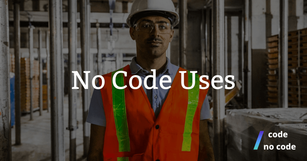 man with professional gear and text no code uses