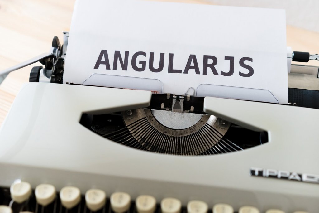The words Angularjs typed on a typewriter