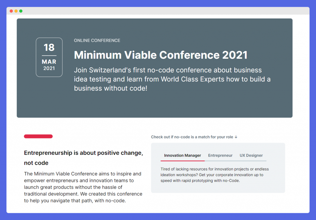 Minimum Viable No Code Conference