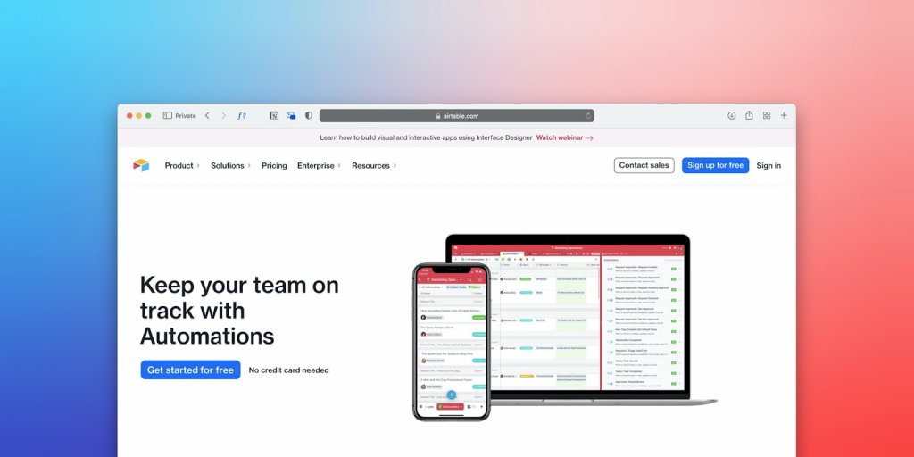 airtable automation homepage