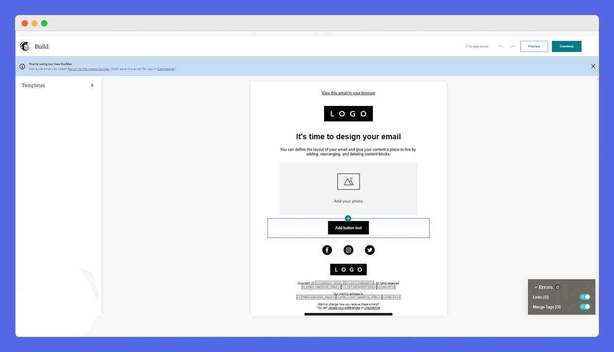 mailchimp new builder UI