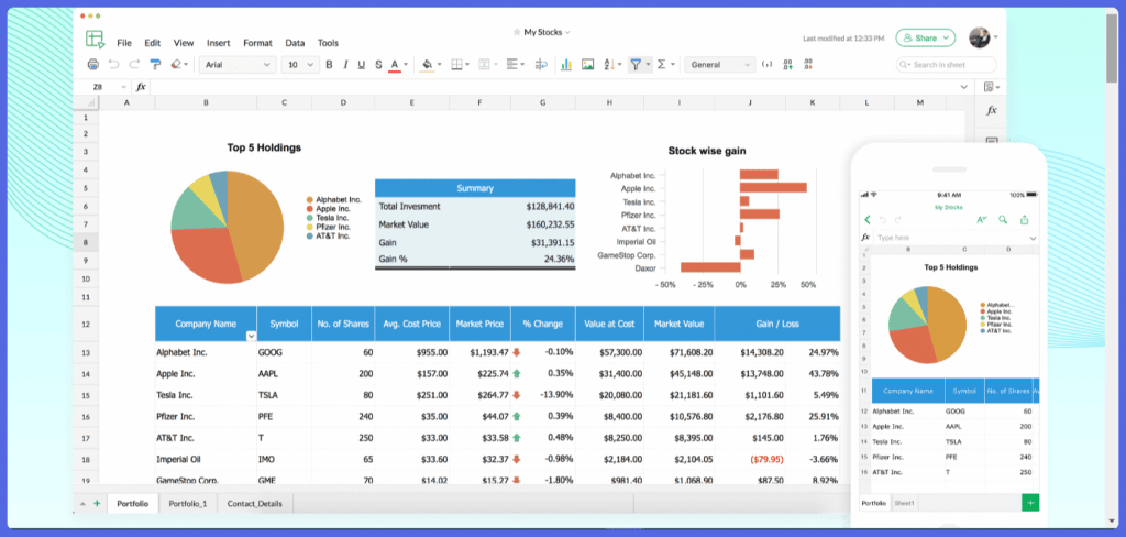 zoho sheet spreadsheet app free