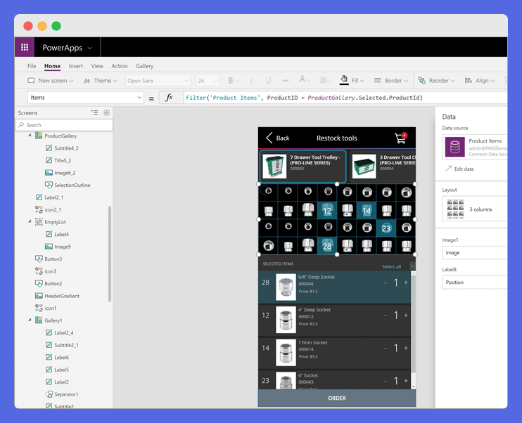 Microsoft PowerApps low code platform