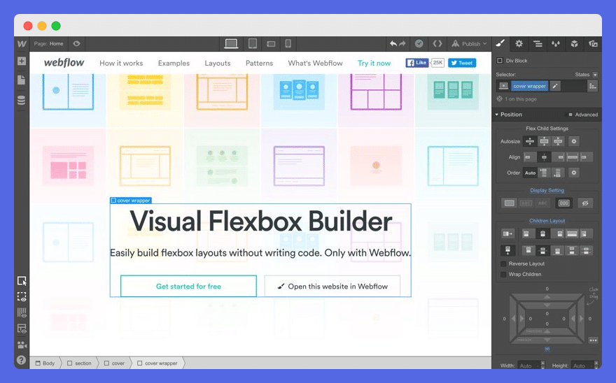 webflow flexbox builder