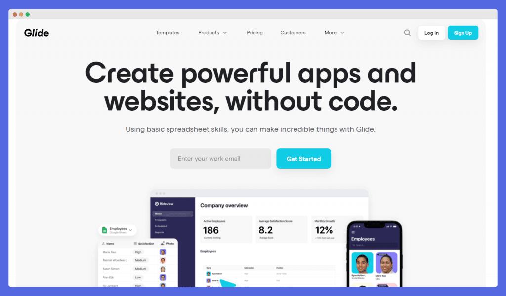 Glide, No Code Mobile App Development Tool