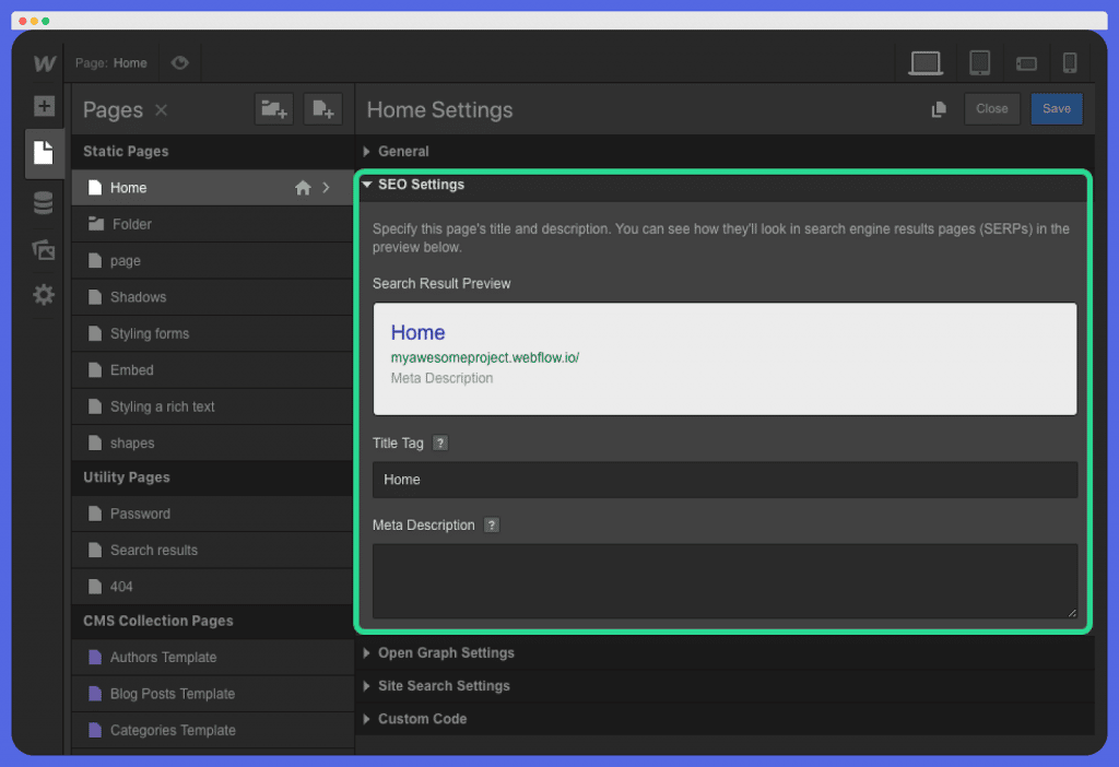 Webflow Content Management System