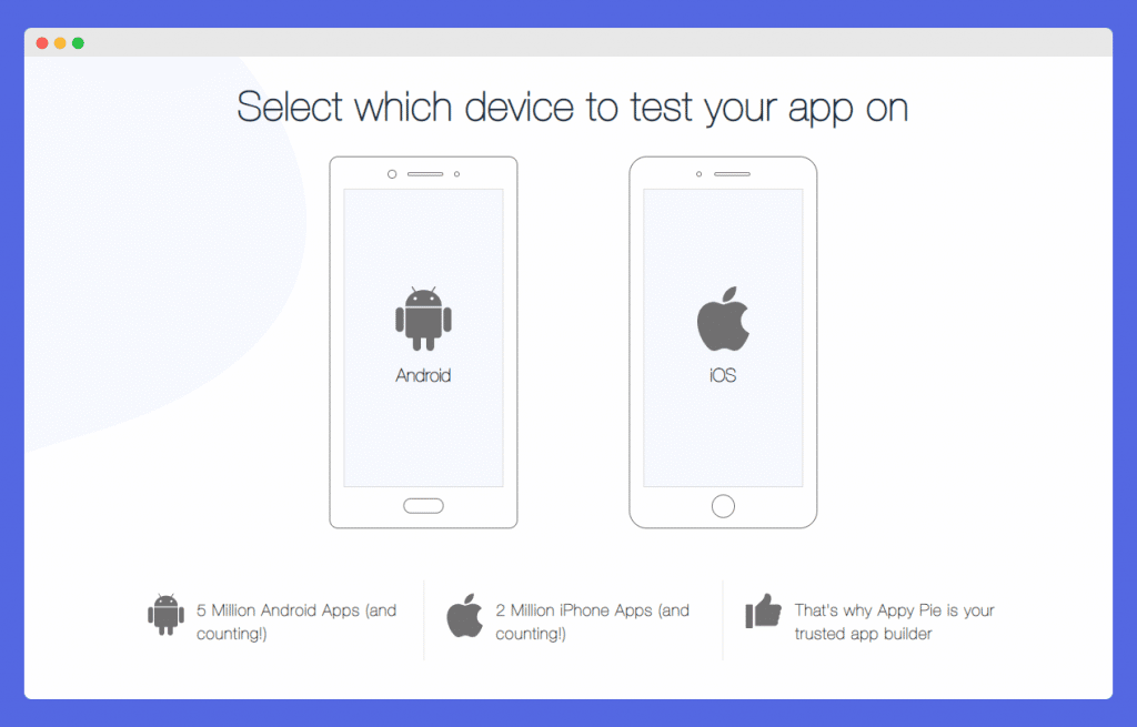 Selecting the mobile OS (Either Android or iOS)
