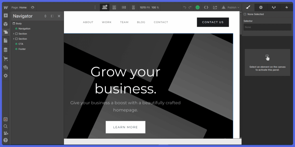 Webflow vs. Squarespace: Webflow website design