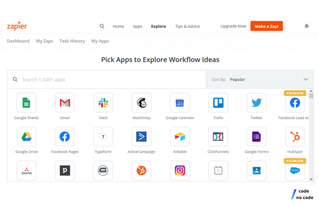 Zapier, No Code Sales Tool