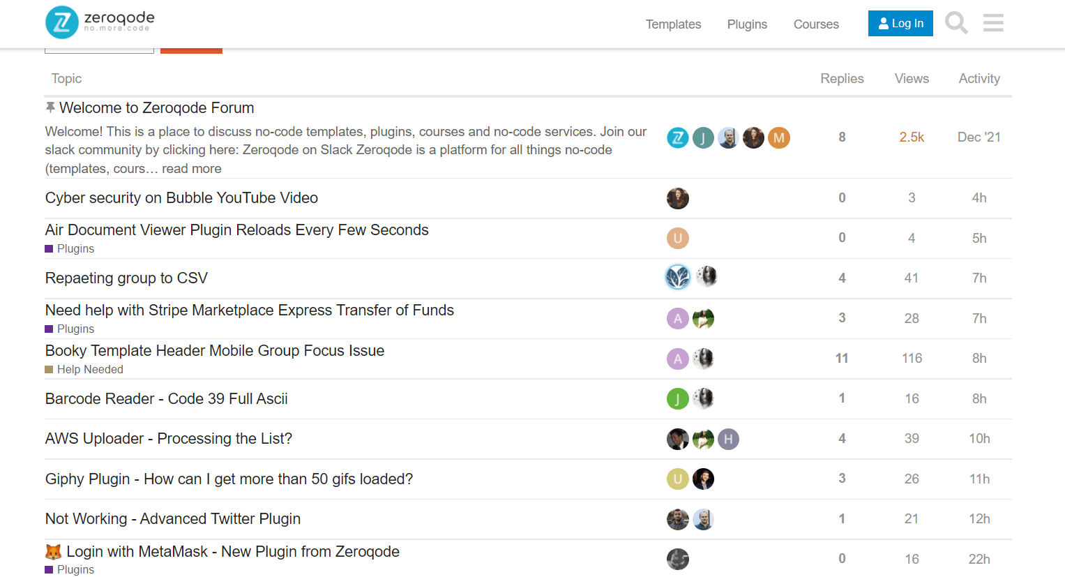 screenshot of Zeroqode, a No Code community