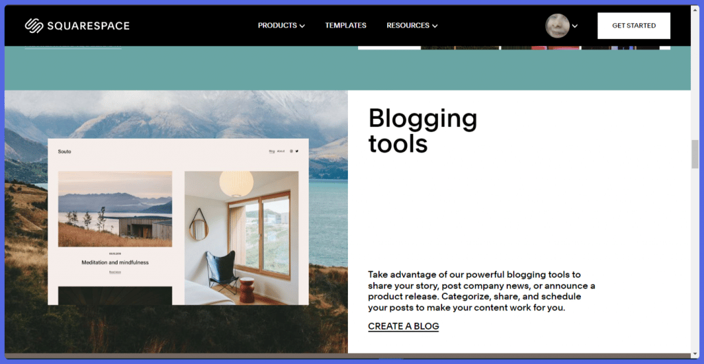 Squarespace website-building features