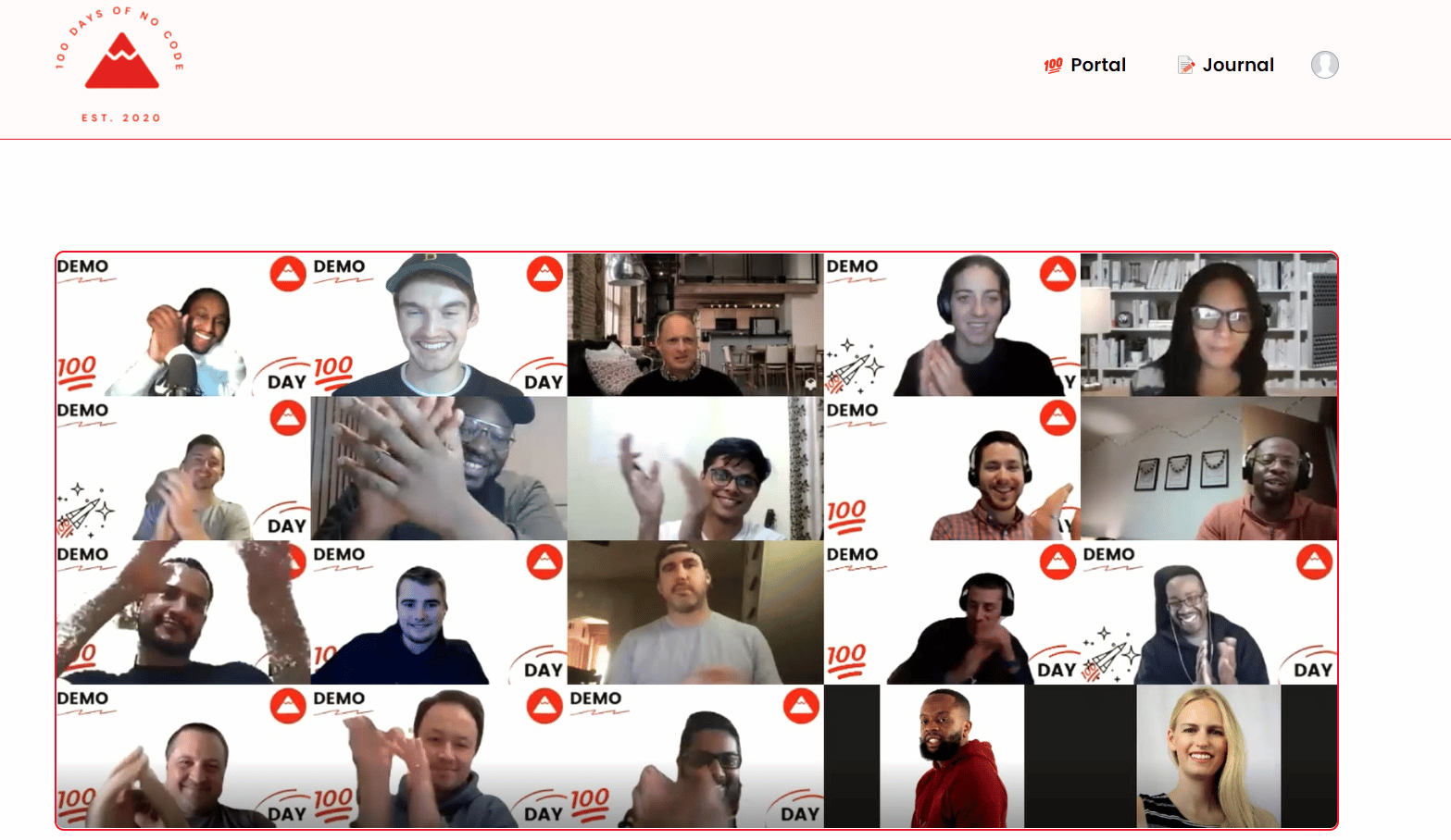 screenshot of 100 Days of No Code, a No Code community