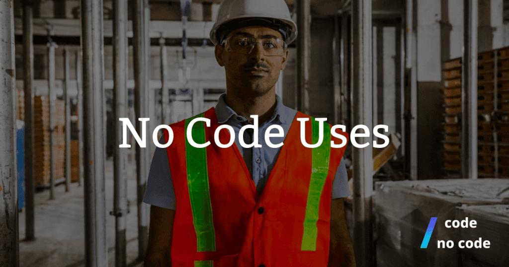 man with professional gear and text no code uses
