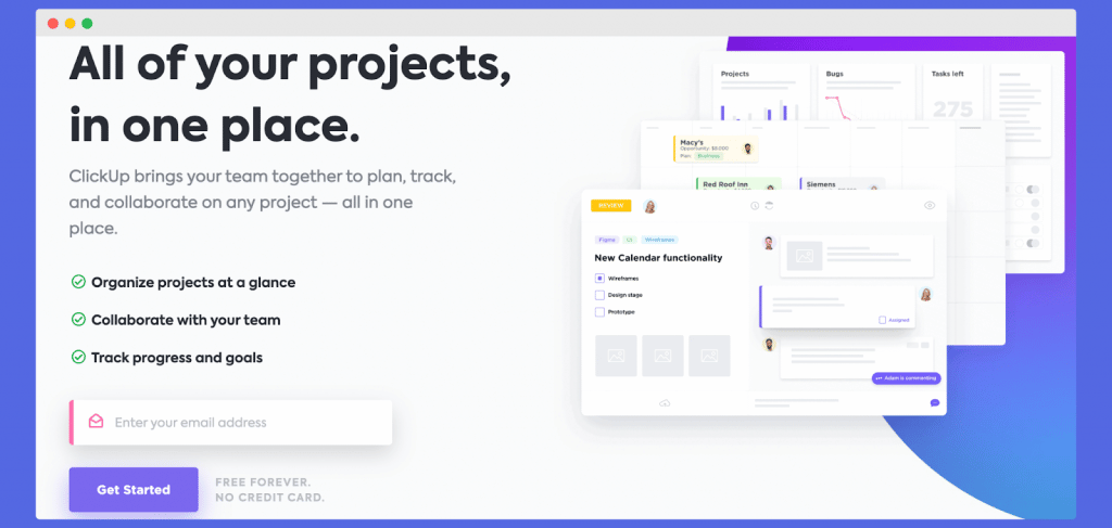 clickup landing page