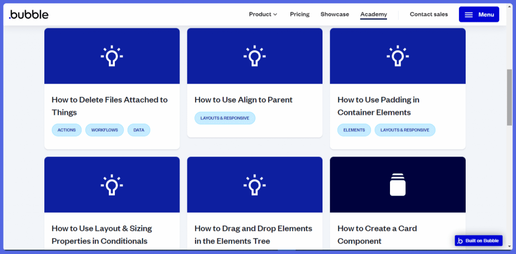 bubble academy no code tutorials