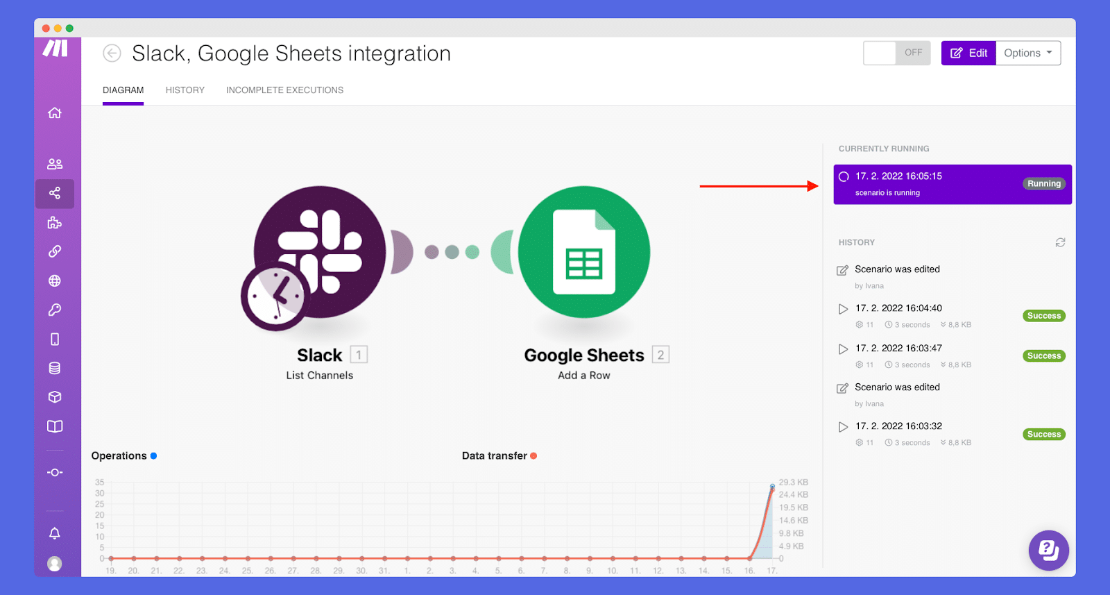 screenshot of make, a no code automation tool