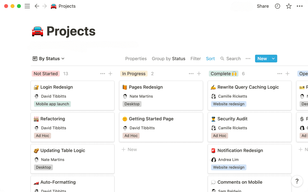 a project management app built with notion