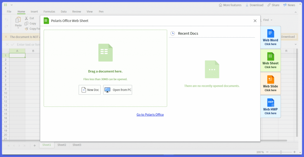 Polaris Office spreadsheet app free