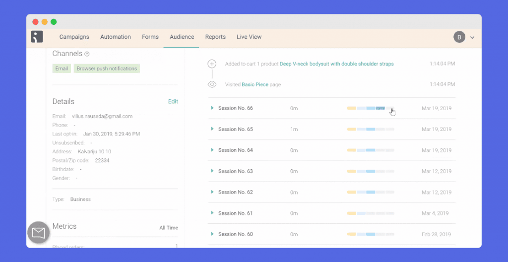 email analytics of omnisend, a marketing automation tool