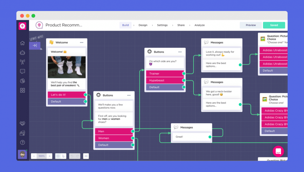 A chatbot flow built with Landbot