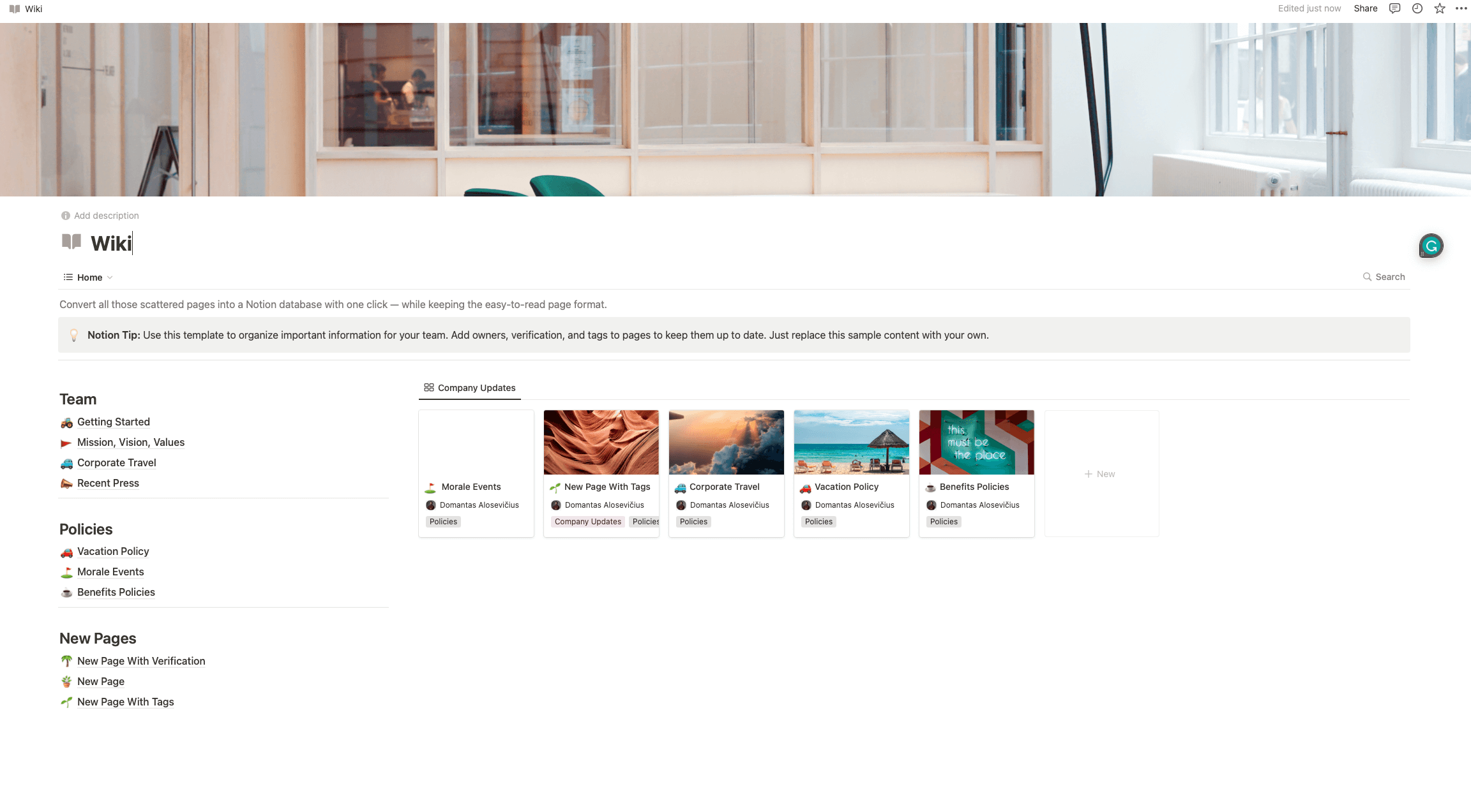 wiki notion template
