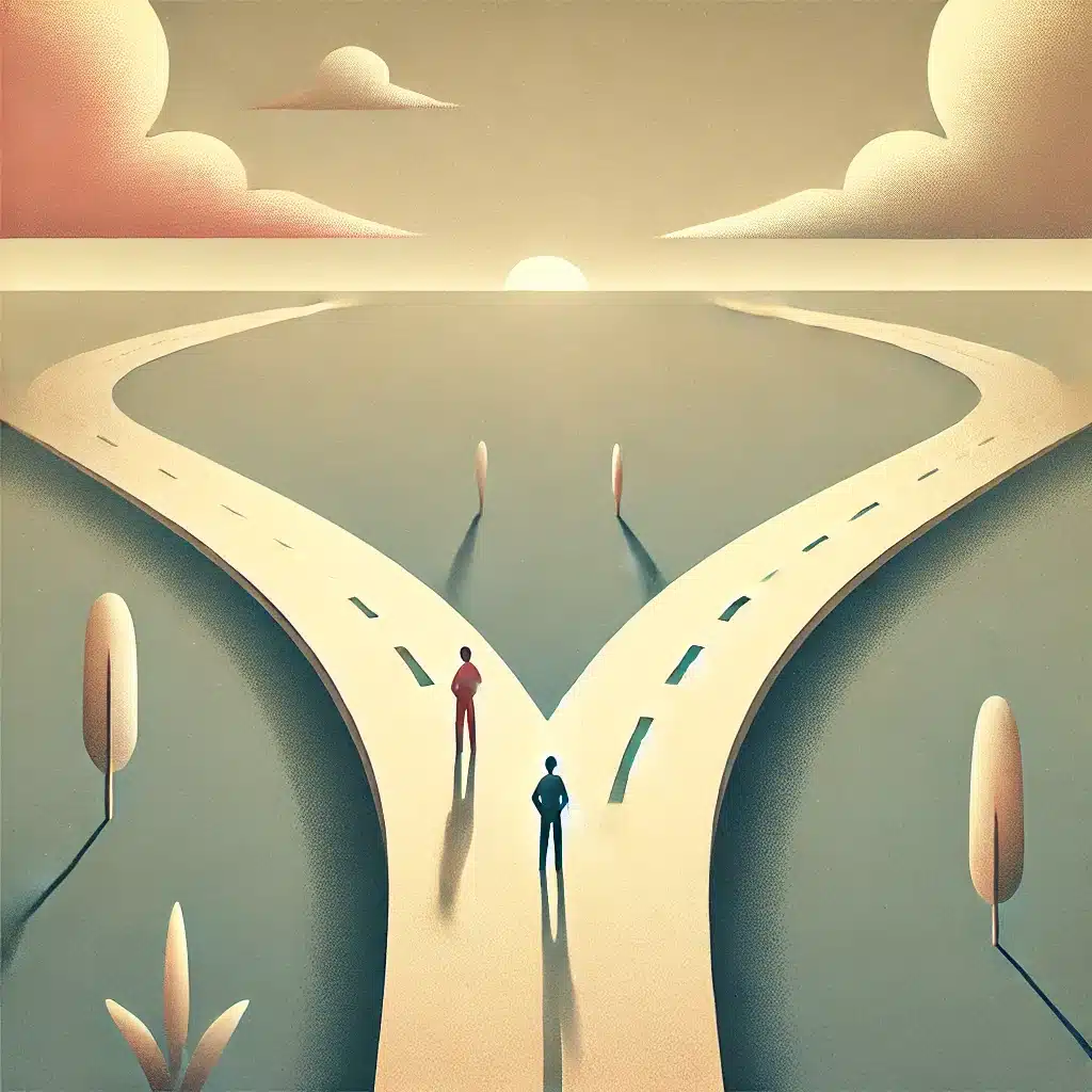 two roads illustration