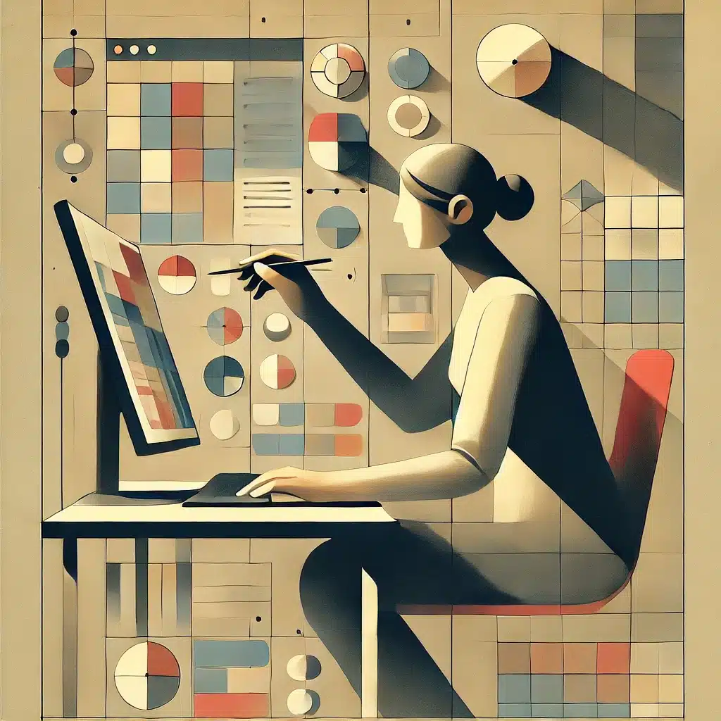 person working on a computer illustration