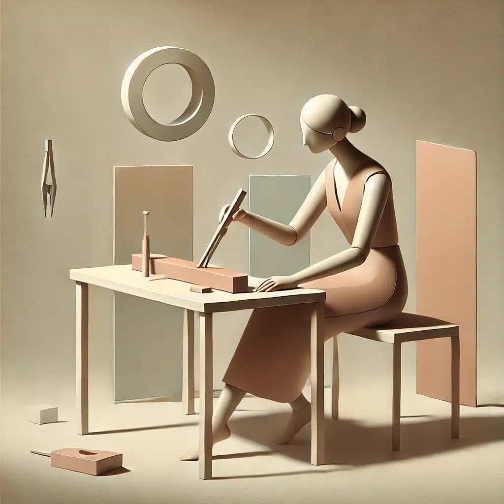 Person working on a desk illustration